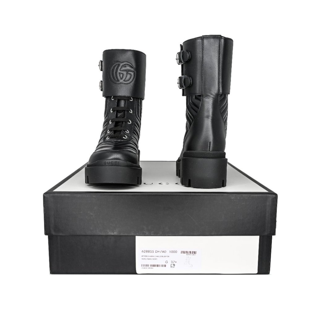 Gucci 628855 Women's Interlocking Gg Logo Matelasse Leather Ankle Boots - Picture 9 of 13